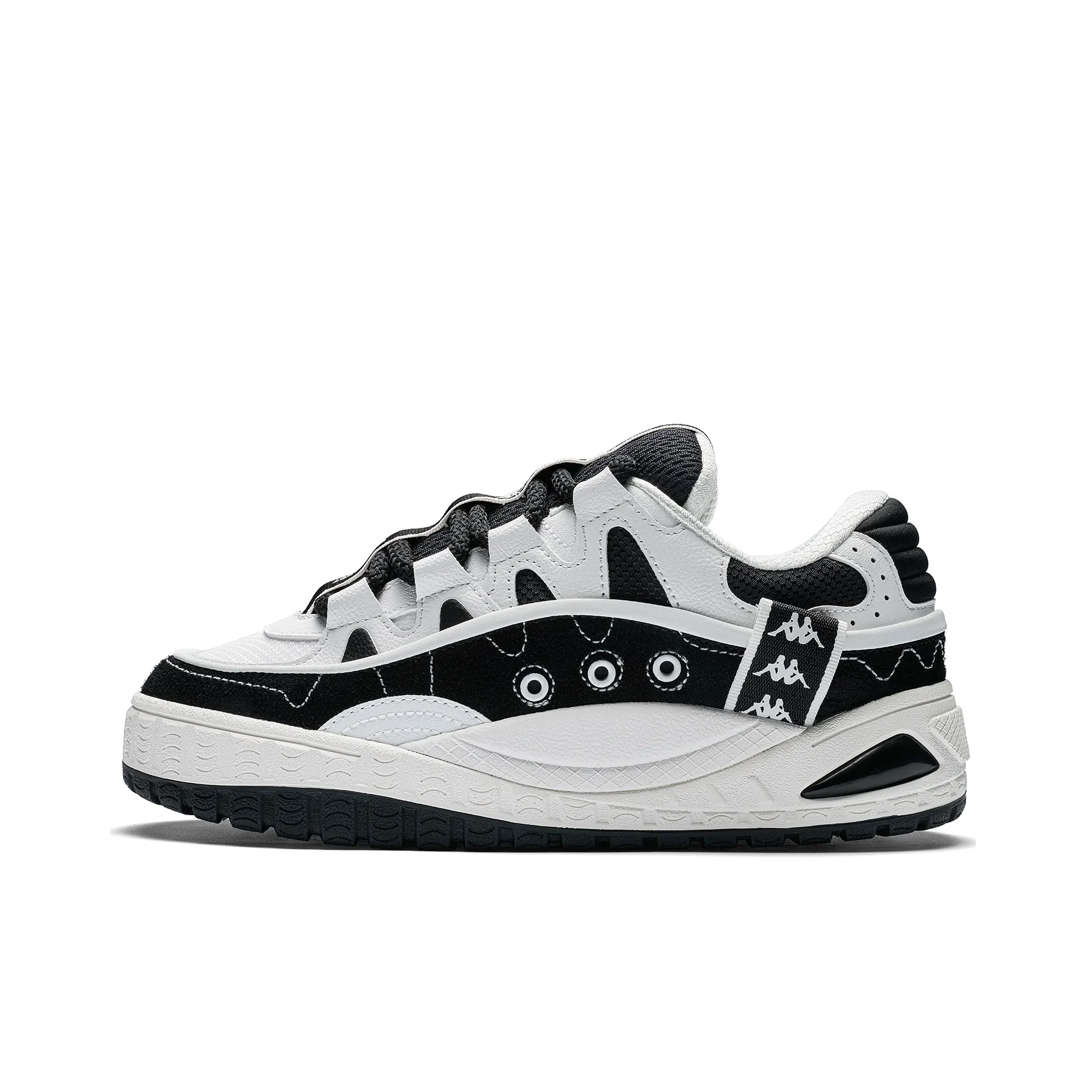 Kappa Anti-Slip Wear-Resistant Low-Top Skateboard Shoes Unisex White Black