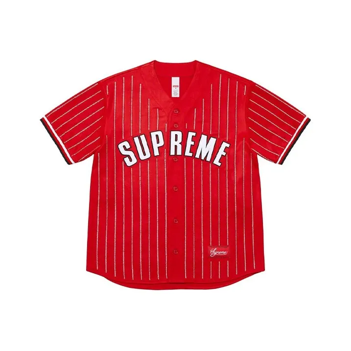 Supreme Rhinestone Stripe Baseball Jersey