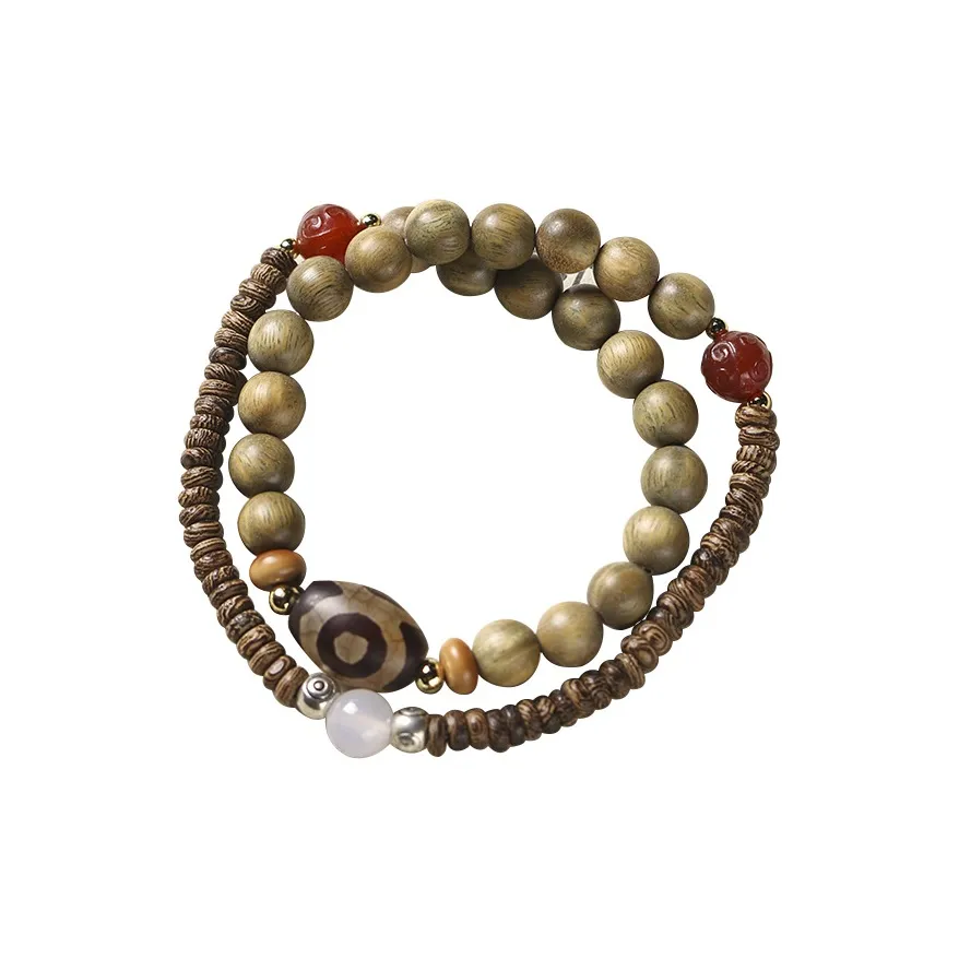Many Blessings Green Sandalwood Beaded Bracelet Handheld Unisex