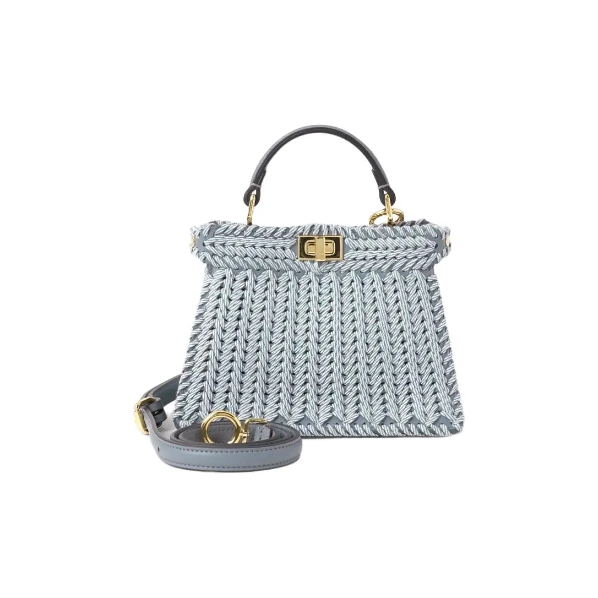 FENDI Leather One Shoulder Handbag Trumpets Women's Blue