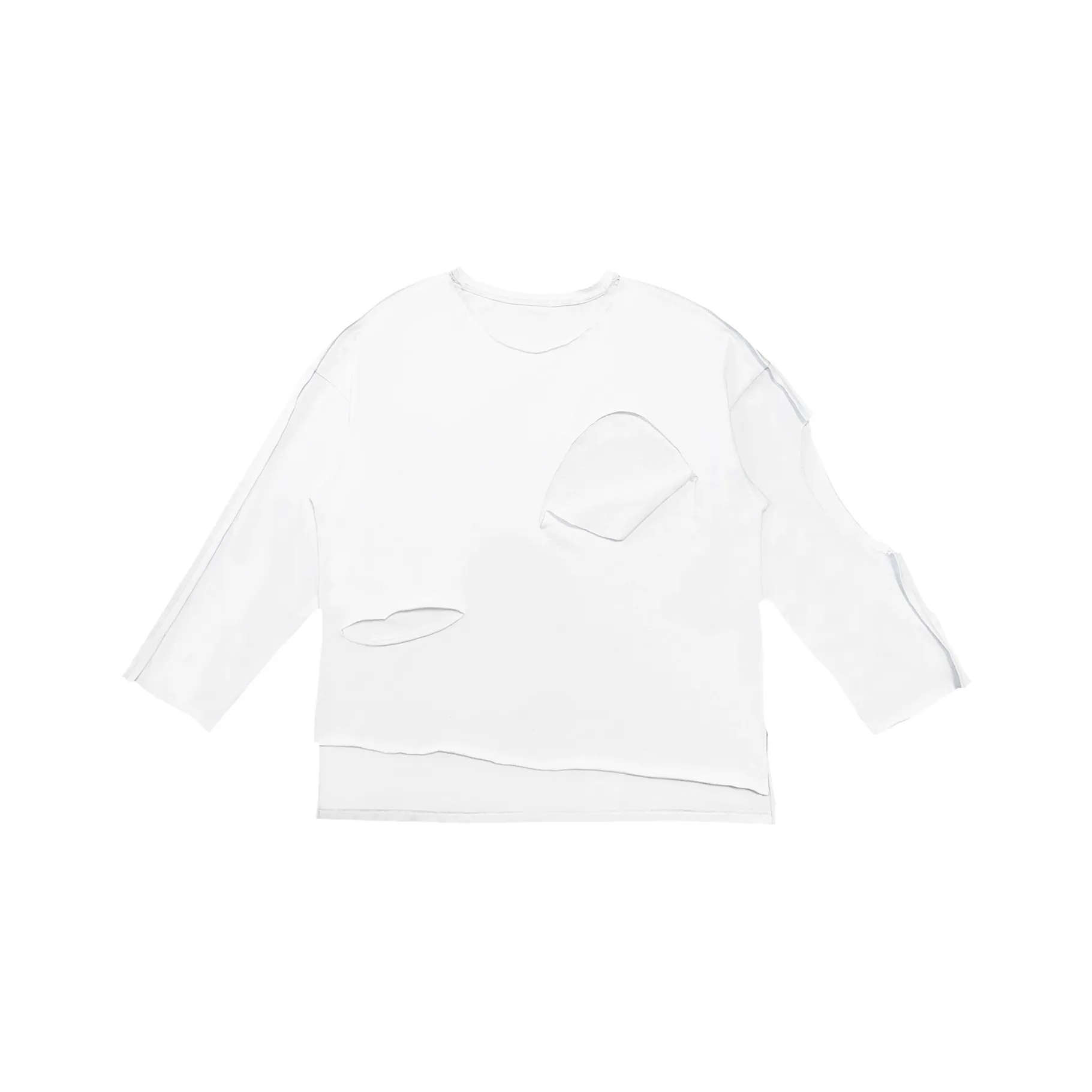 LOSTCTRL Прямой крой Длинный рукав Т-рубашка Унисекс Белый