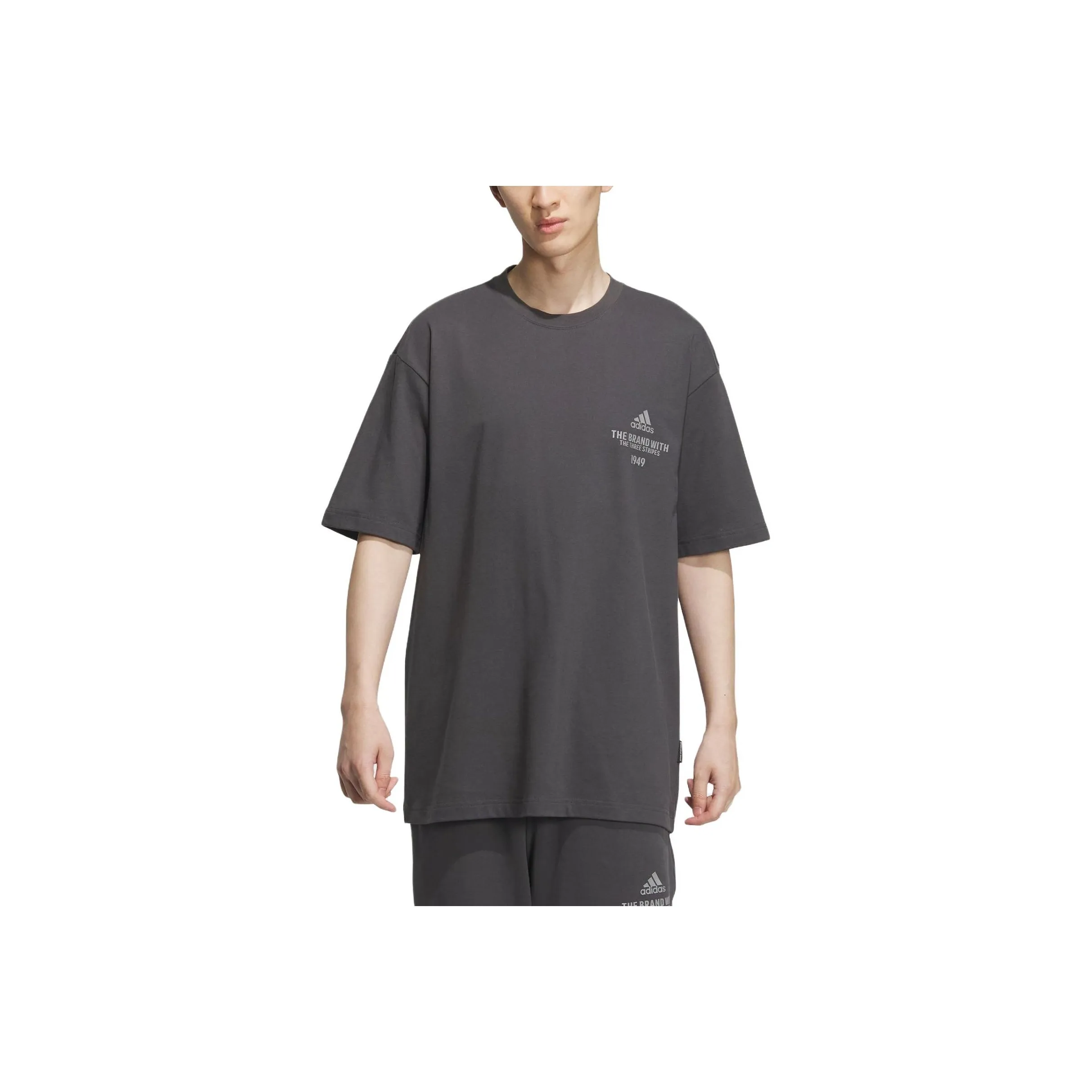 Adidas T-Shirt Мужская Сплошная Темно-Серый