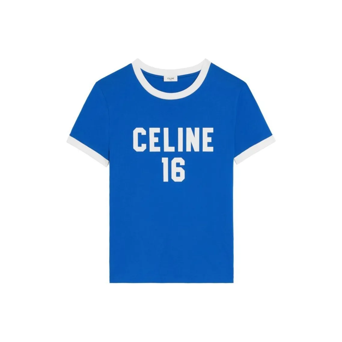 CELINE SS23 Men's Letter Stripe Print Pullover Short-Sleeve T-Shirt Blue