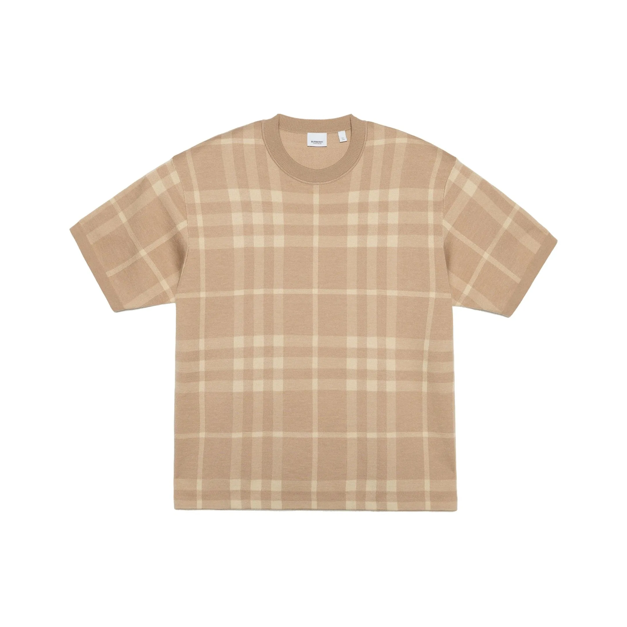 Burberry SS23 Men's Check Print Pullover Short-Sleeve T-Shirt Beige