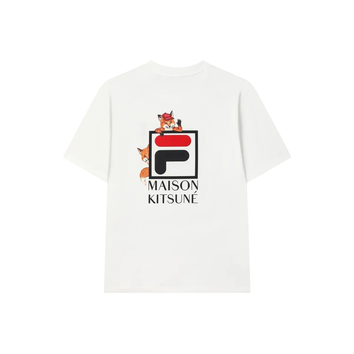 FILA X MAISON KITSUNE Little Fox T Рубашка Унисекс Облачный Белый