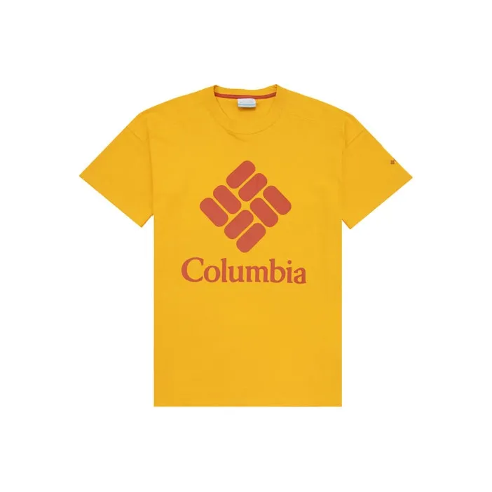 Columbia Crew Neck Fitted Straight Short Sleeved T Shirt Men's Orange