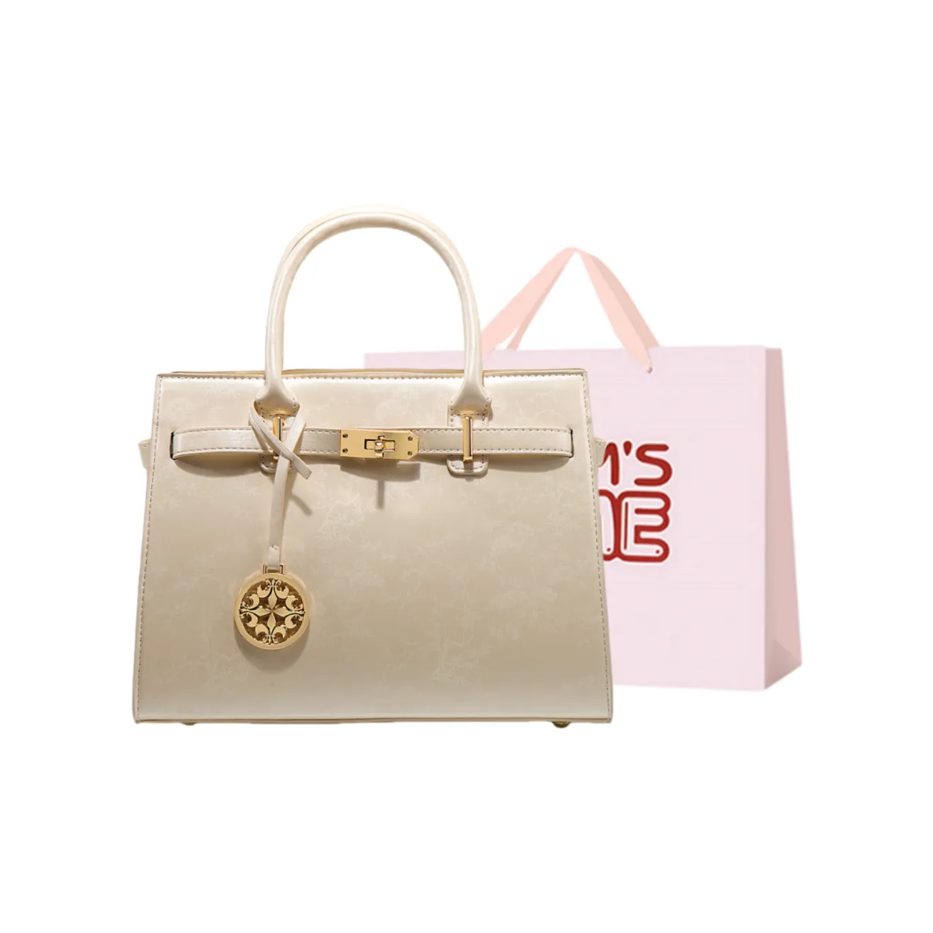 Worm's Home PU Handbag Women's Chinese Style Ecru