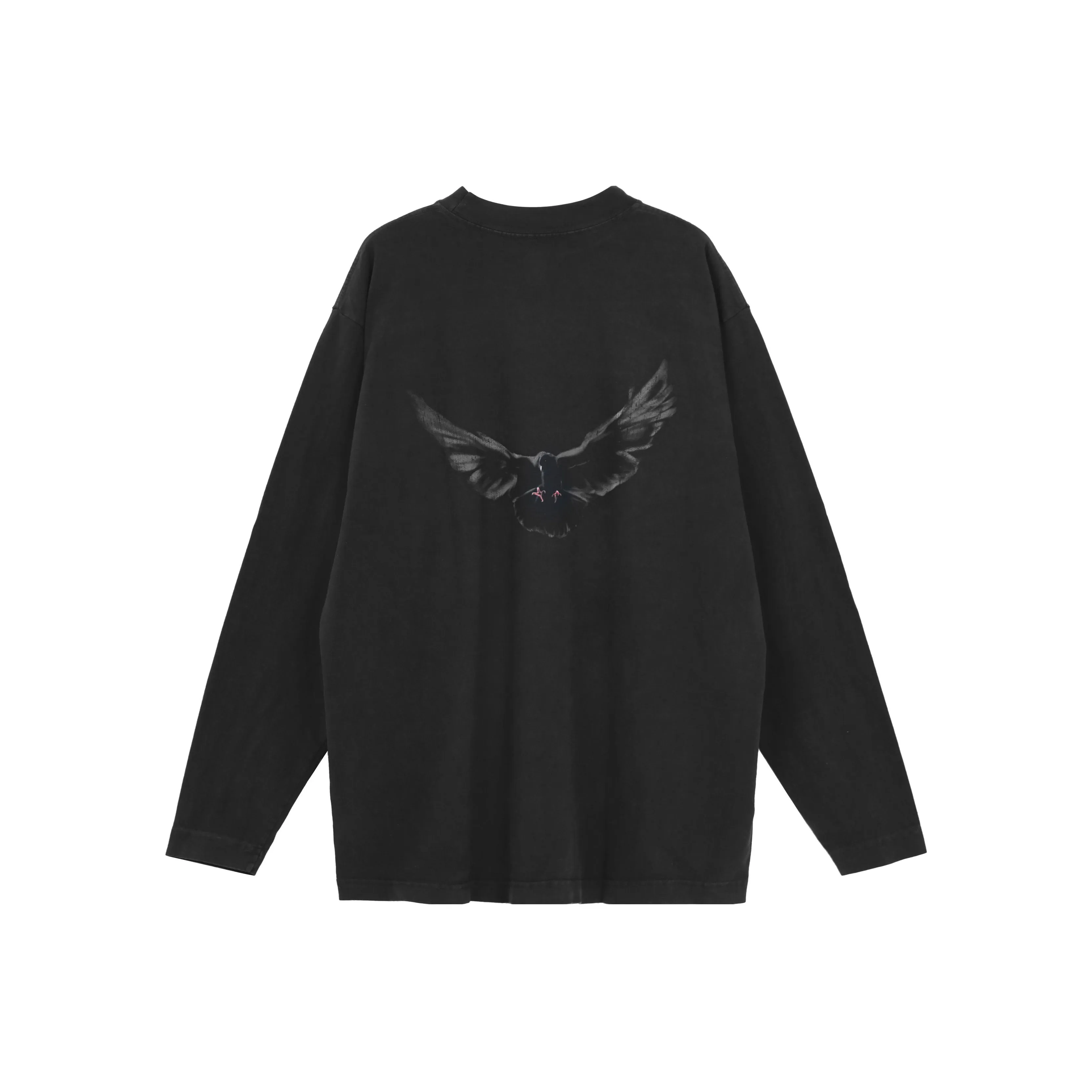 YEEZY x Gap X Balenciaga Dove Longsleeve Tee Washed Black Logo T Shirt Unisex Washed Black