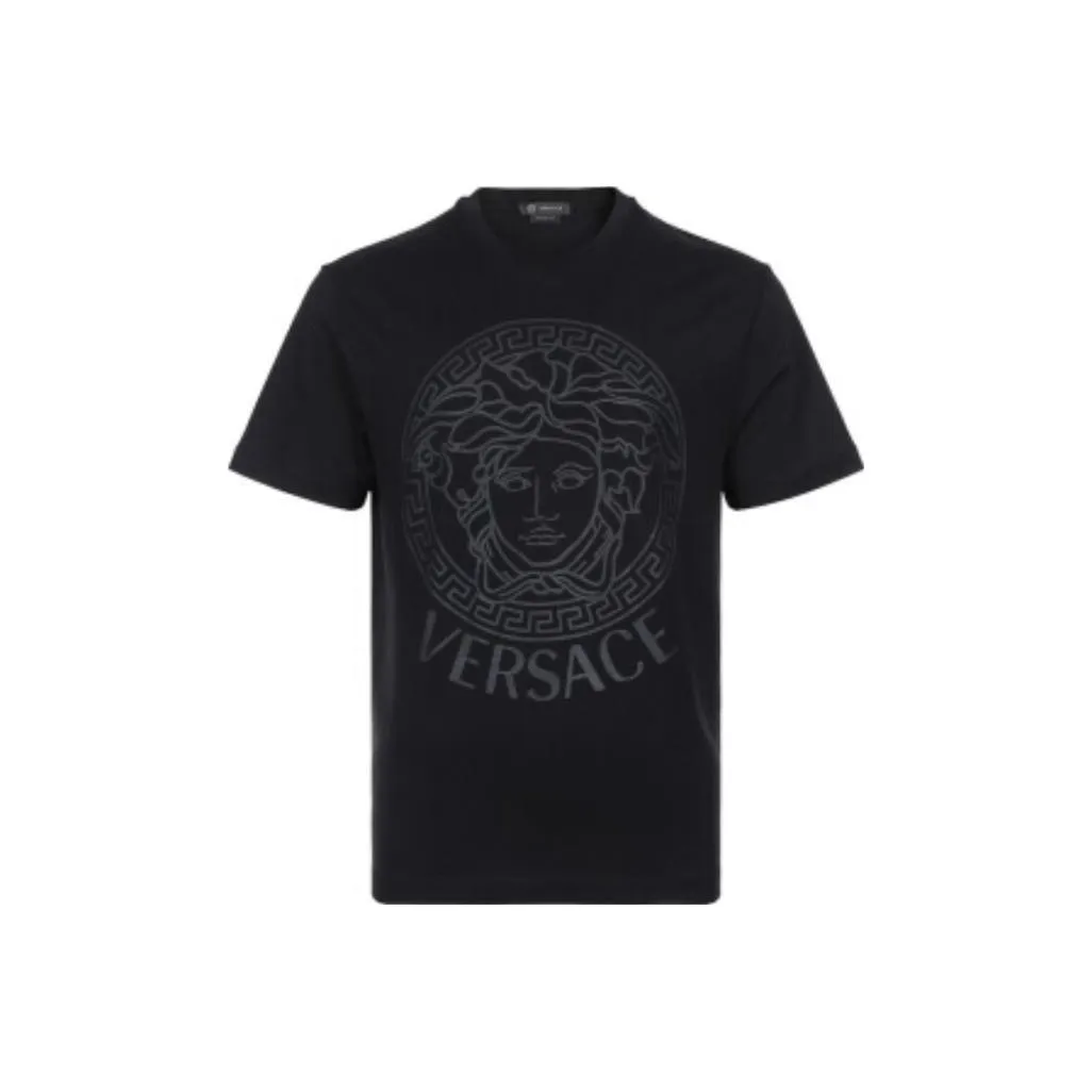 VERSACE VERSACE Medusa Print Casual Crew Neck Short Sleeved T Shirt T Shirt Men's Black