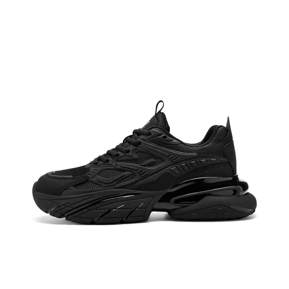 JEEP SPIRIT Breathable Height Increase Low Top Chunky Sneakers Men's Black