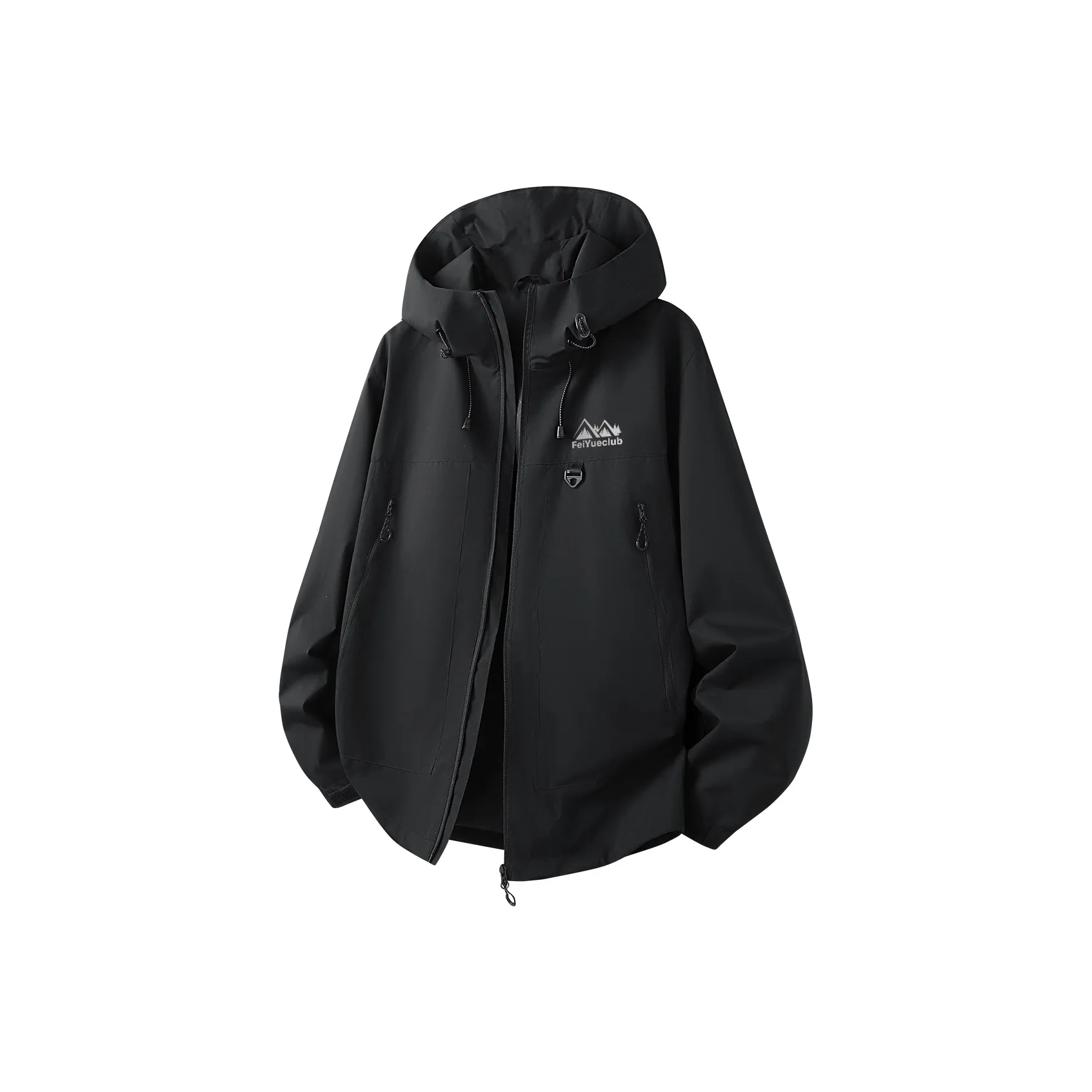 Feiyue Windproof Thermal Water Repellent Cold Resistant Rainproof Windbreaker Jacket Unisex Black