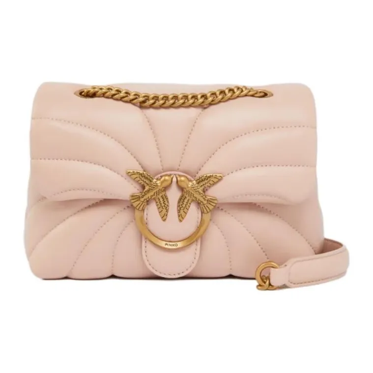 PINKO LOVE Series Sheepskin Crossbody Bag Mini Women's Pink