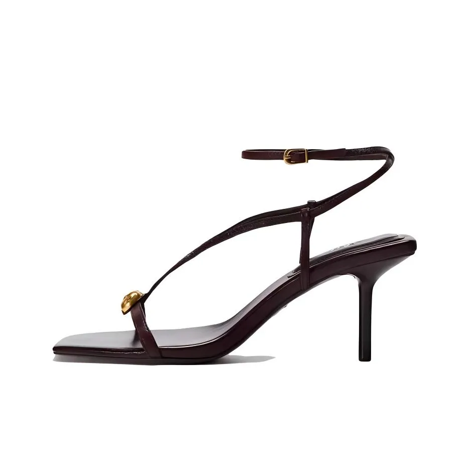 ZARA One Ремень Сандалии 6,5 см Женские Коричневый