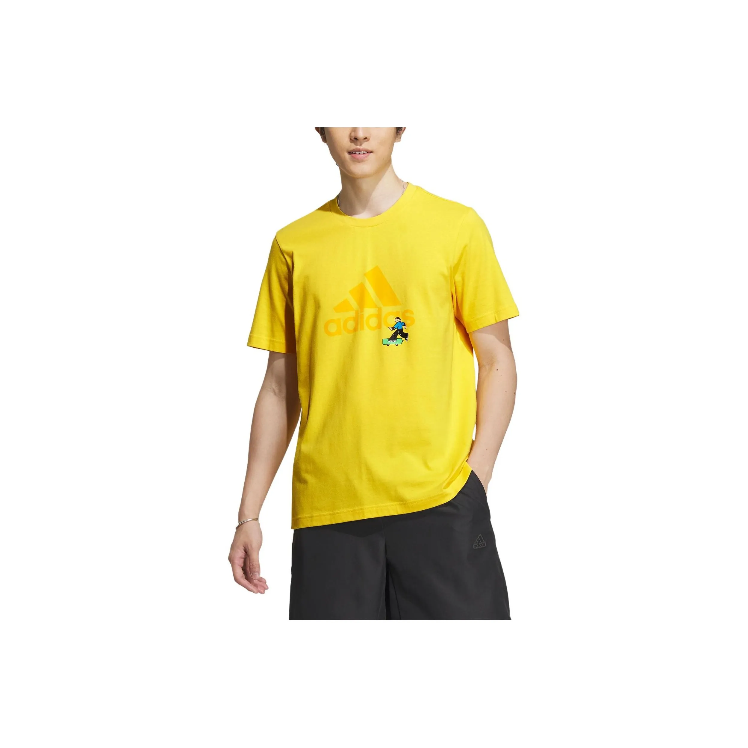 Adidas X SEEBIN Co Бренд SS23 Графический Лого Т-Рубашка Мужская Солнечно-Желтая