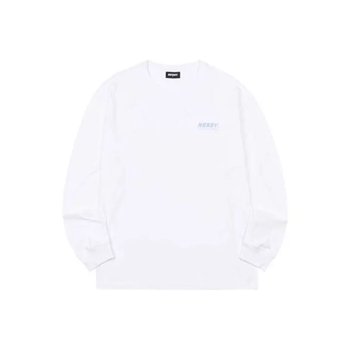 NERDY Прямой крой Длинный рукав Т-рубашка Унисекс Белый