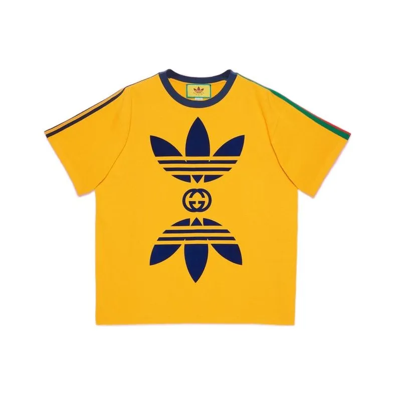 GUCCI X Adidas Originals SS22 Cotton Jersey T Shirt Yellow