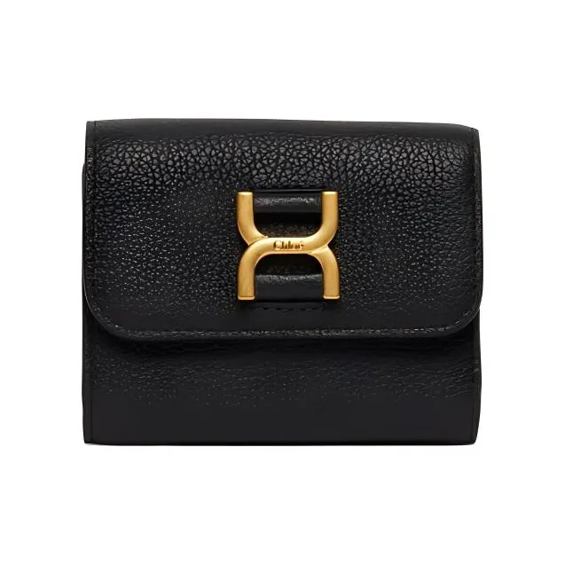 Chloe Marcie Grain Calfskin Wallet, Card Holder Trumpets Women's Black