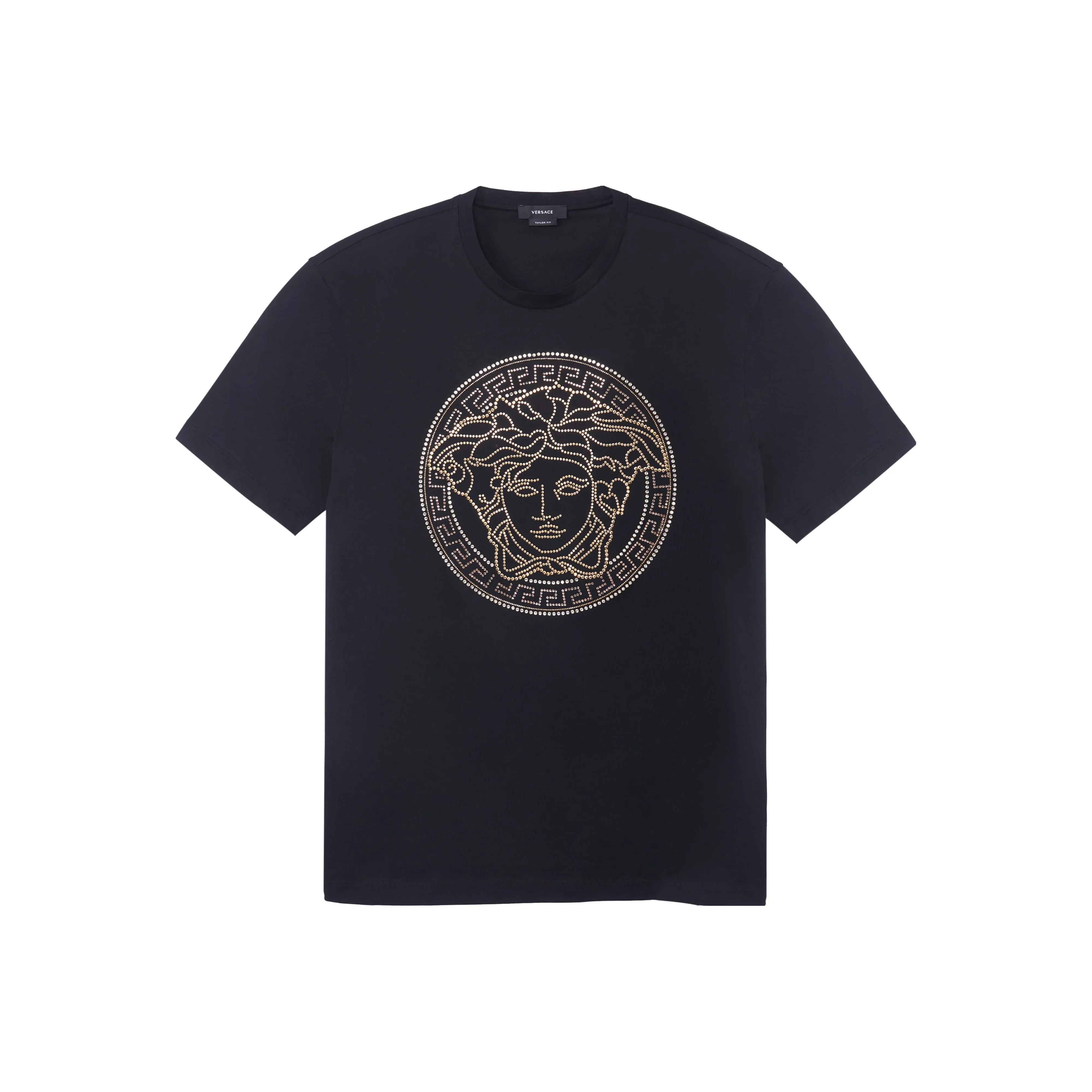 VERSACE SS22 Men's Embellished Medusa Head T shirt Black