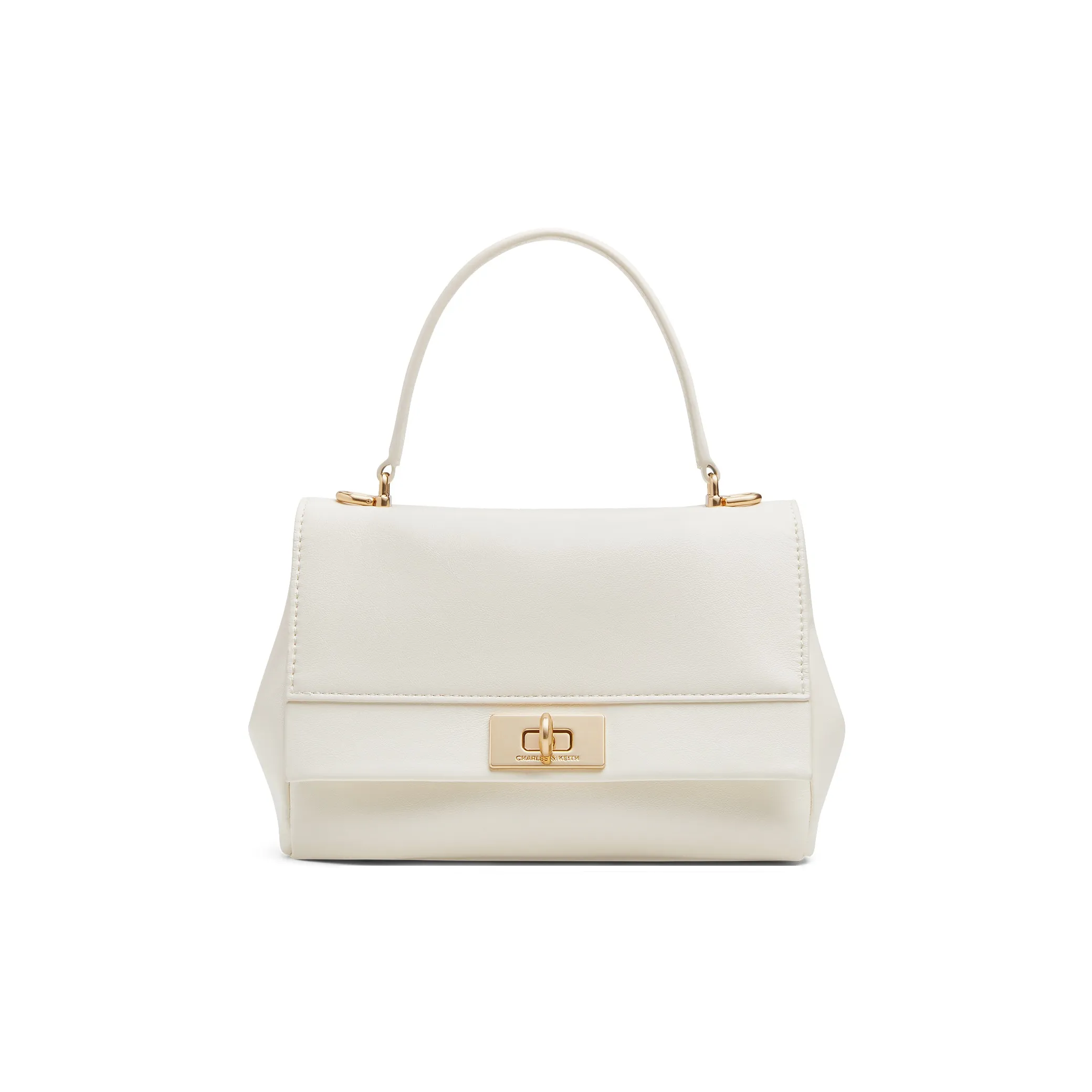 CHARLES KEITH ПУ (полиуретан) Сумка через плечо Маленькая Женская Кремово-молочный Белый Черный