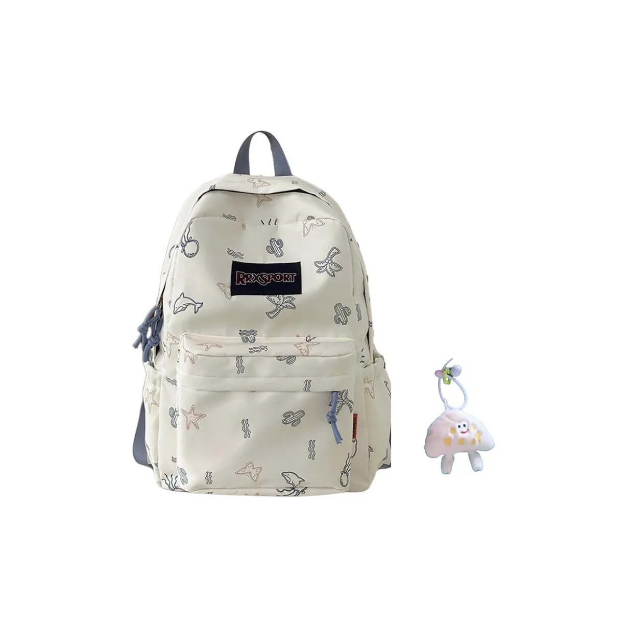 BRABOSTON Nylon Backpack Standard Unisex White Black Blue Pink