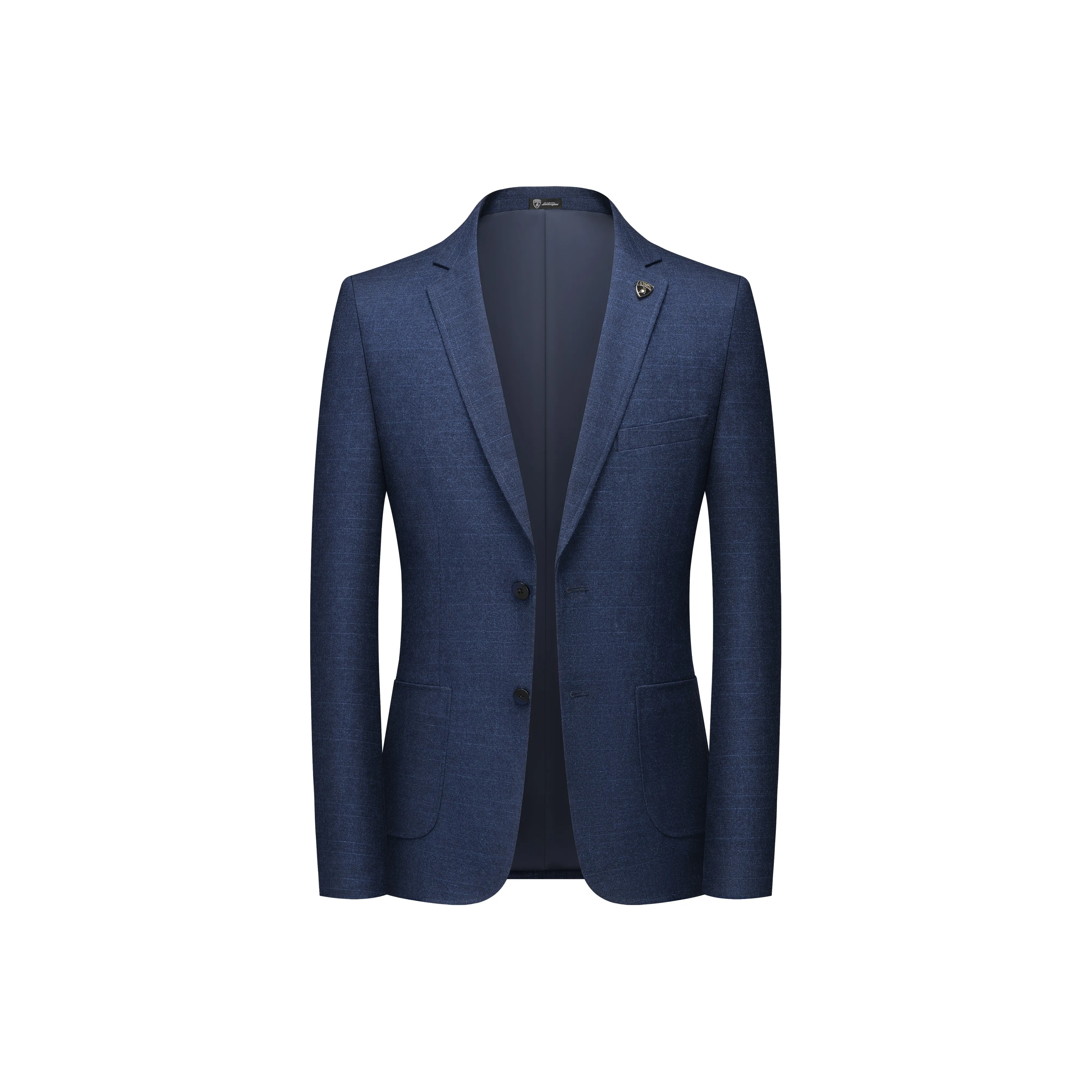 Automobili Lamborghini Business Suit Men's Navy Blue Plaid