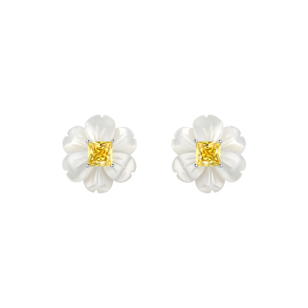 BABYBEI Mother Of Pearl Stud Earrings Women's