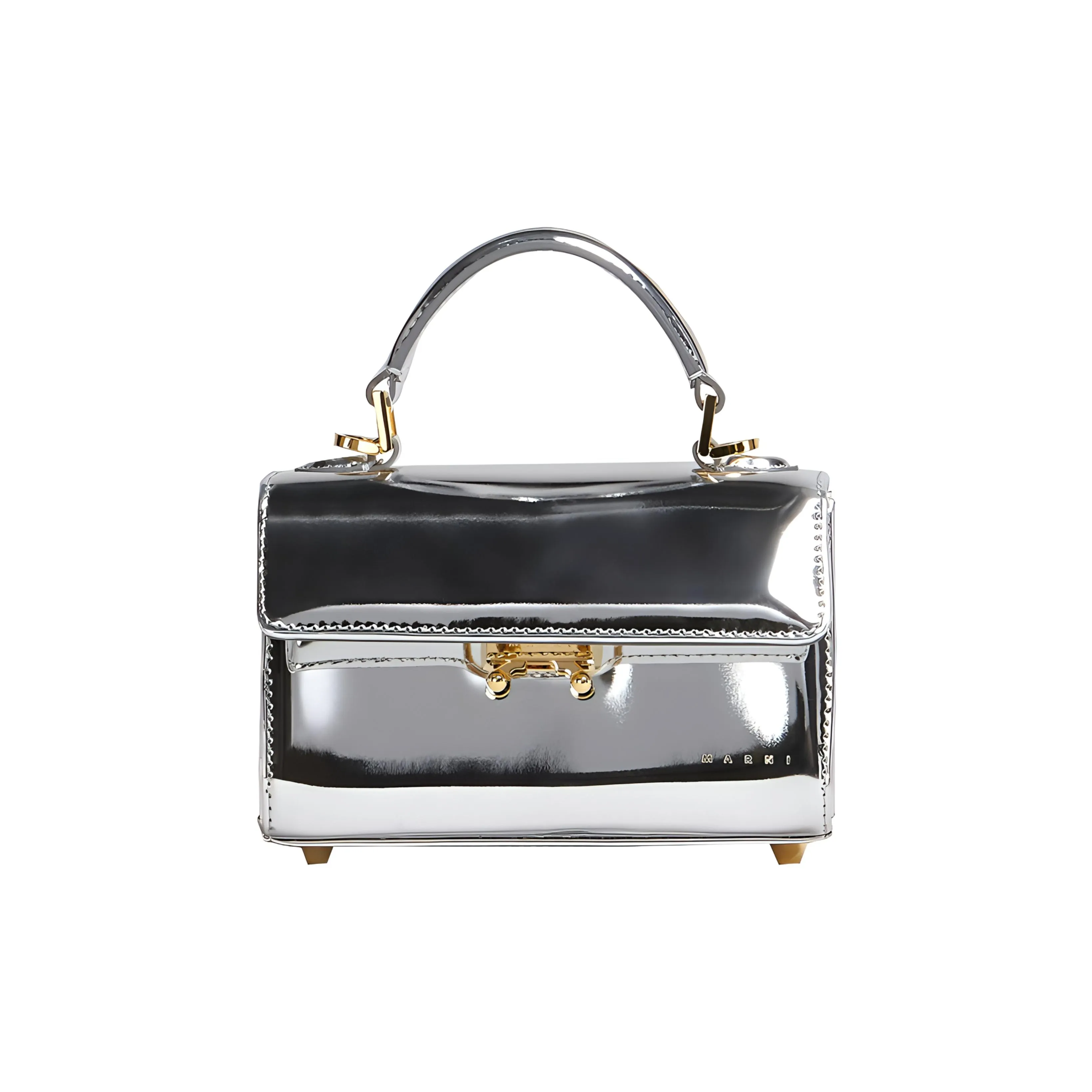 MARNI Cow Leather Shoulder Bag Crossbody Bag Handbag Mini Women's Silver