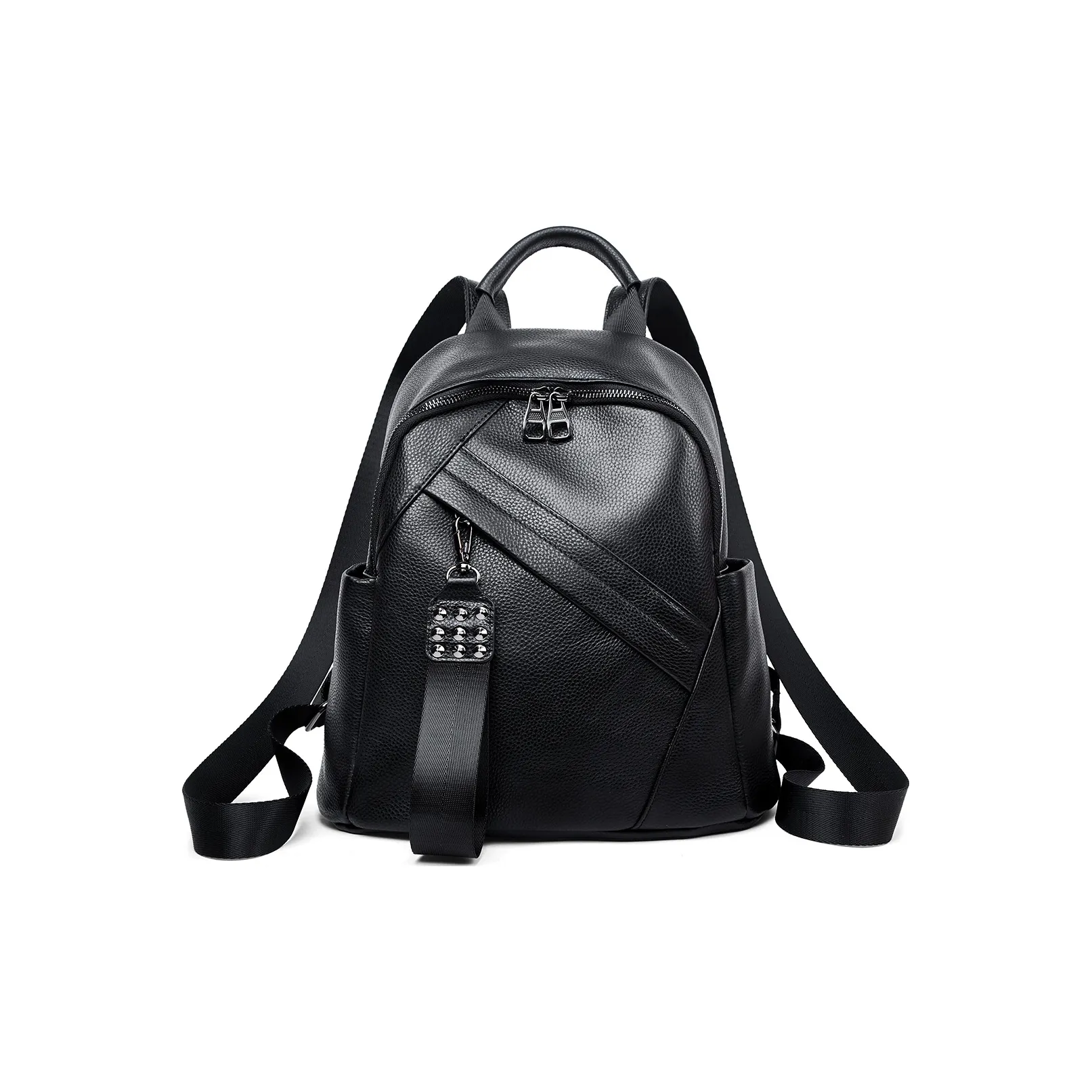 KAISER Рюкзак из крупнозернистой текстуры коровьей кожи стандартный мужской черный