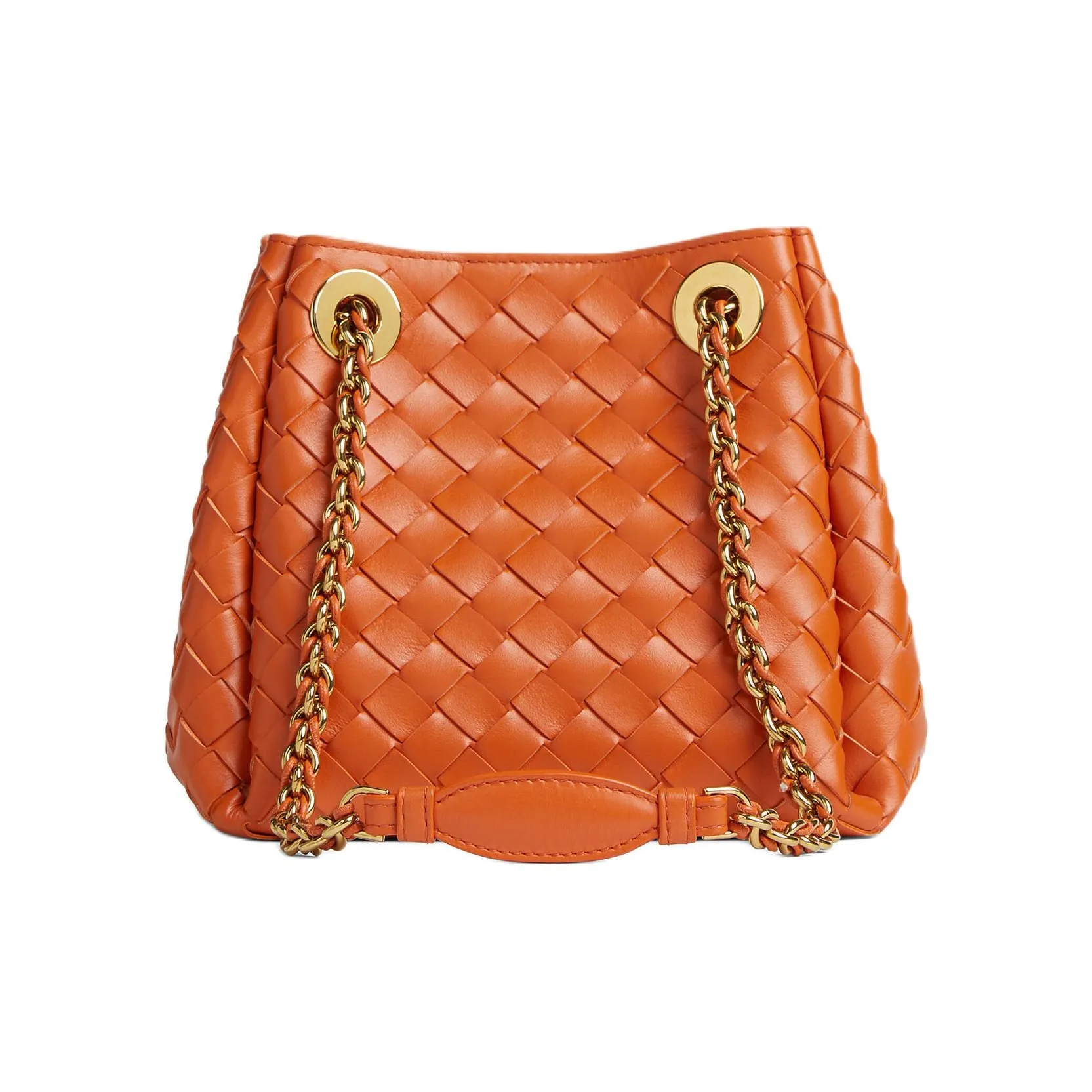 Bottega Veneta Parachute Lambskin Shoulder Bag Small Size Women's Burnt Orange