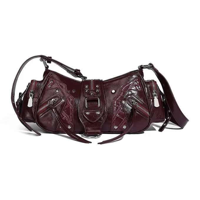 Vigno Сумка через плечо из синтетической кожи стандартная женская черная бордовая