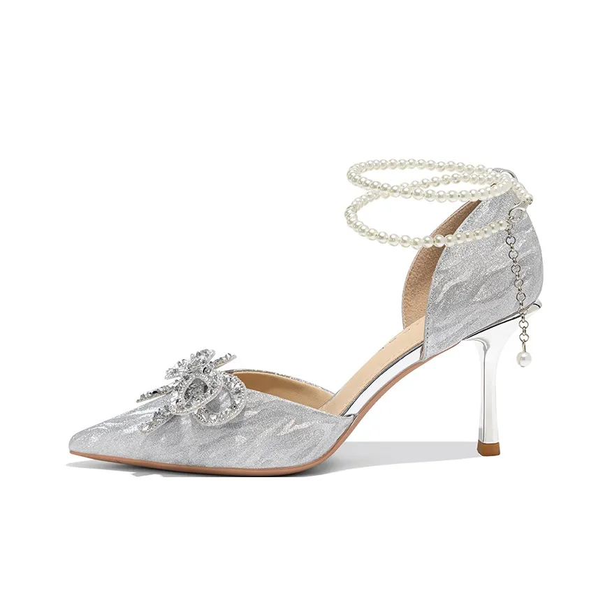 Ainer cat Slim Heel High Heels 8cm Women's Silver