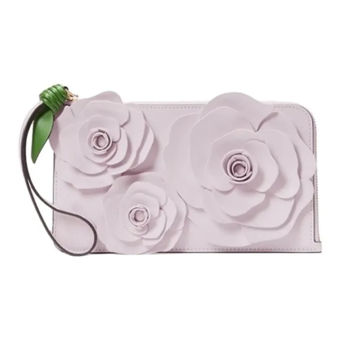 Kate Spade Cow Leather Wallet Medium Size Women's Light Purple