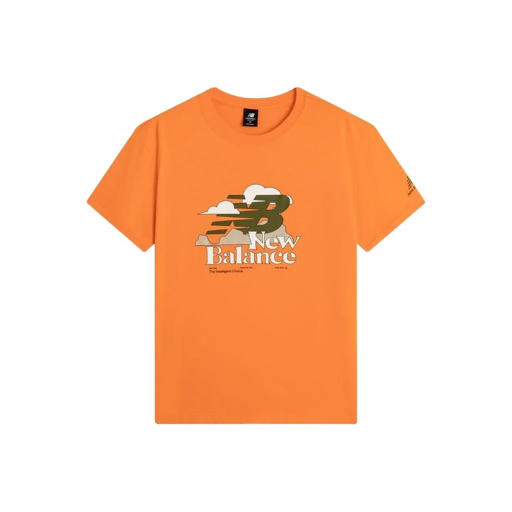 New Balance Men's Logo Print Crewneck Tee Orange