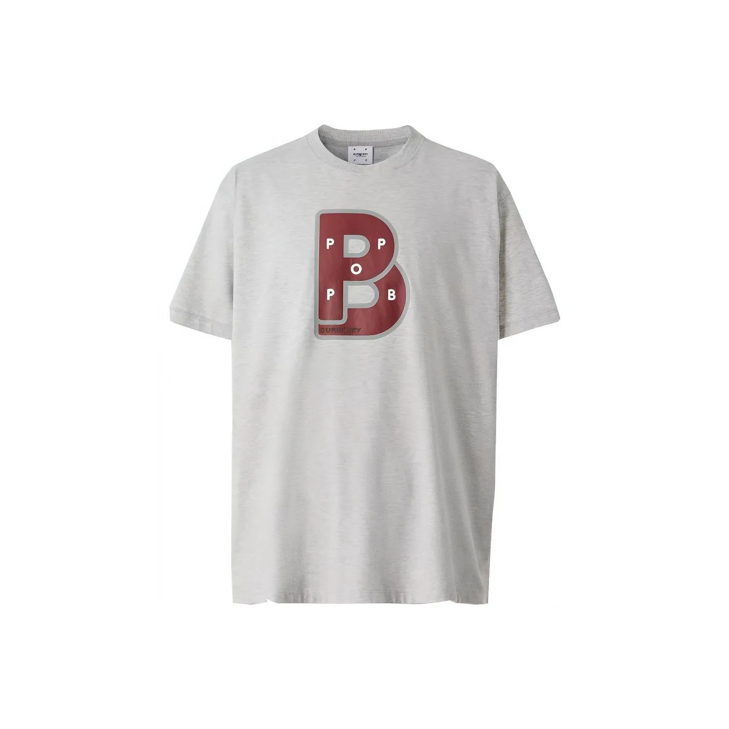 Burberry X Pop Trading Company Однотонный Буква Узор С принтом Круглый вырез Повседневный Короткий рукав Т-рубашка Мужская Серый