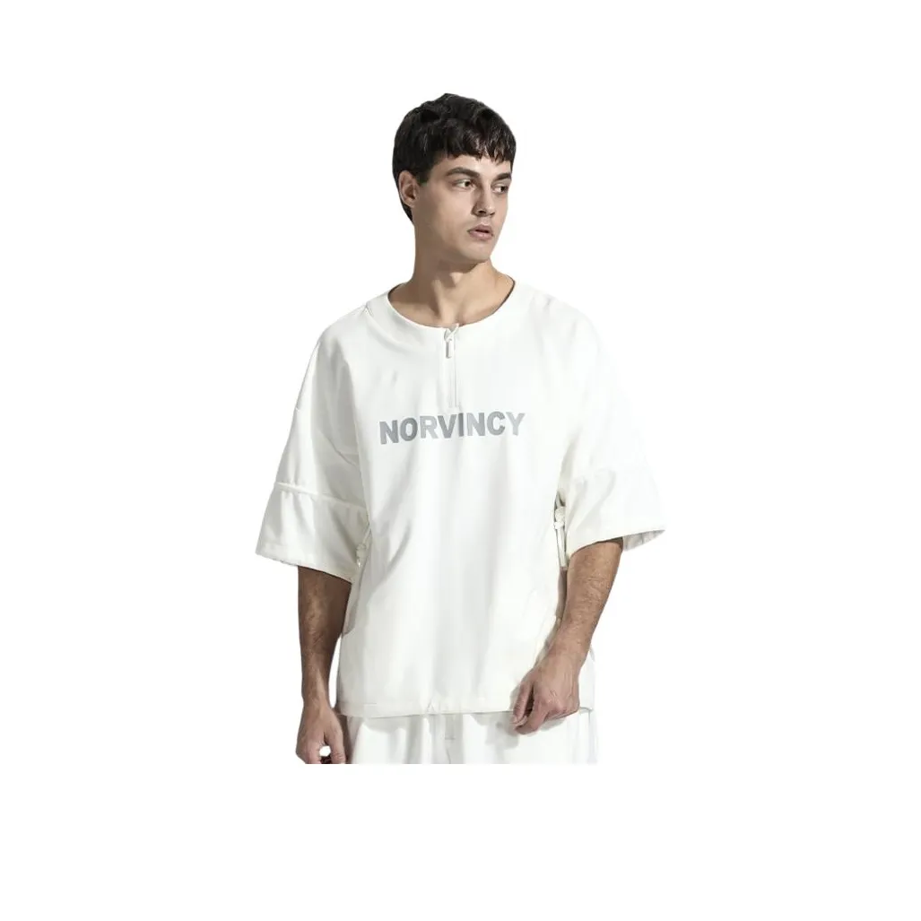 NORVINCY Summer Loose Fit Top Drop Shoulder Sleeve Solid Color Crew Neck Short Sleeved T Shirts Unisex