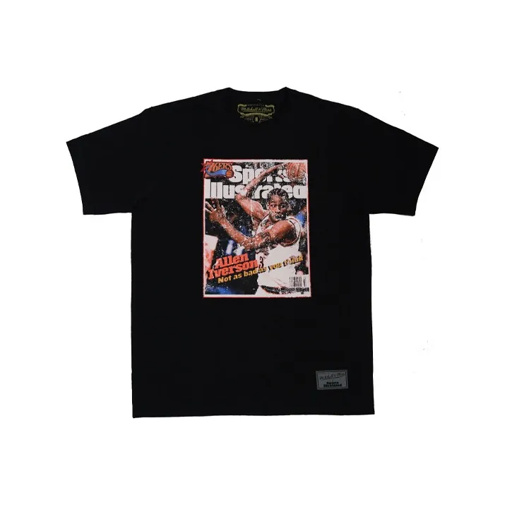 Mitchell & Ness x TIYUHUABAO LIANMINGKUAN Set in Sleeve T Shirt Unisex Black