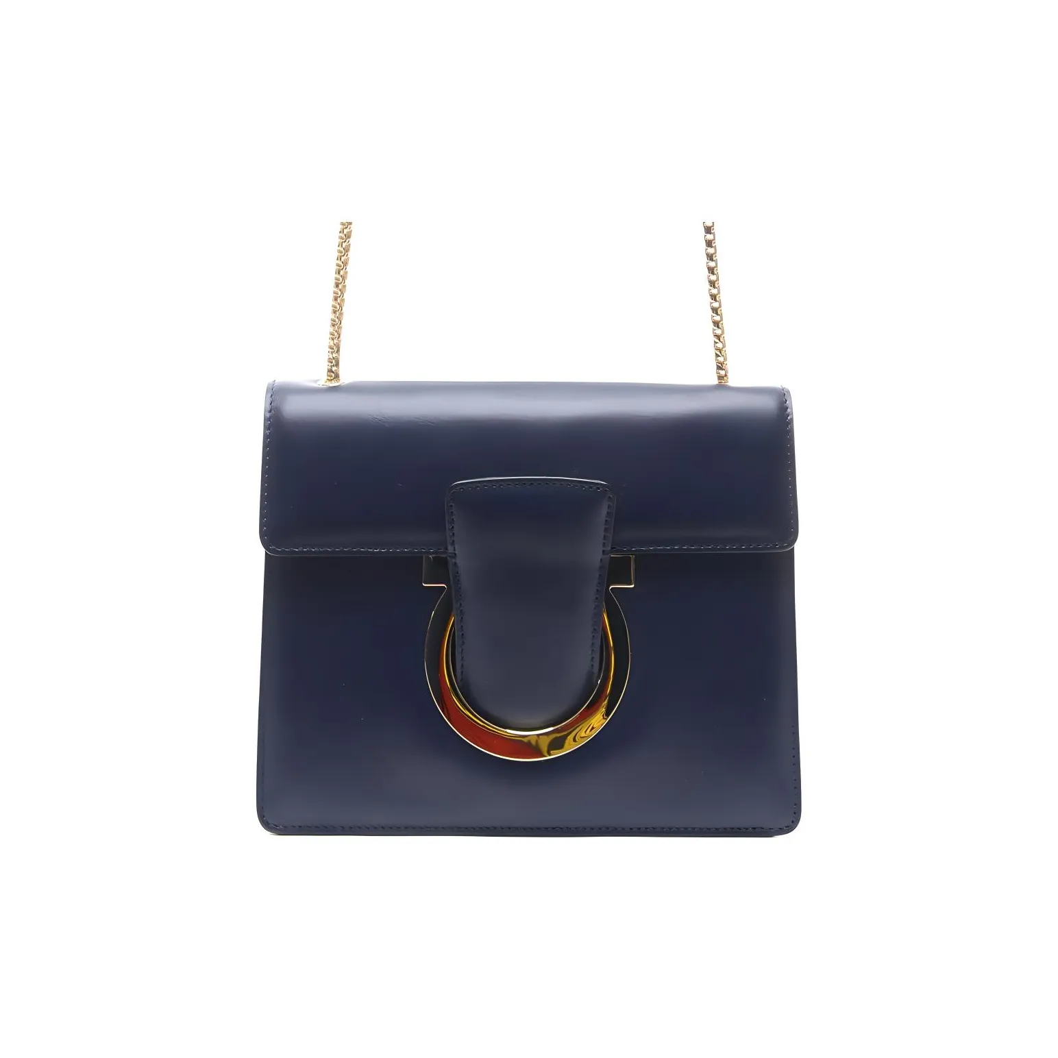 FERRAGAMO Cow Leather Shoulder Bag, Crossbody Bag Women's Blue