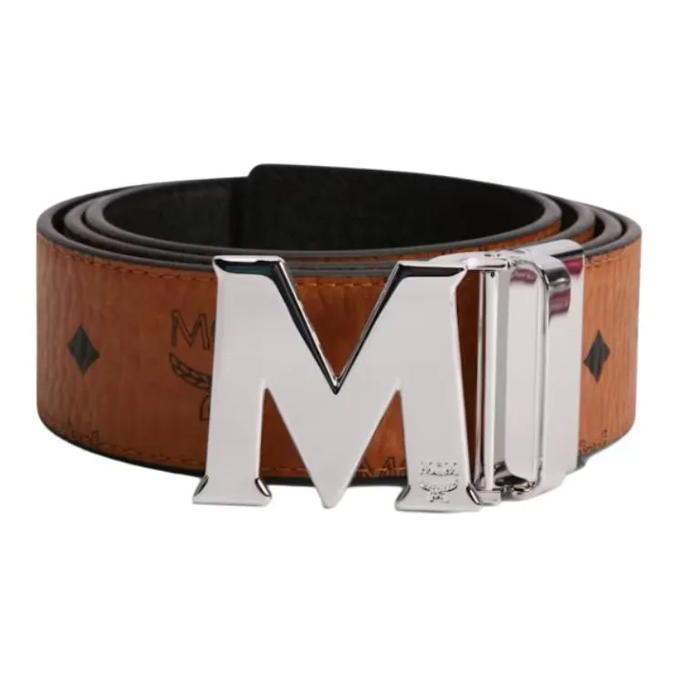 MCM Покрытый холст кожа ремни унисекс коричневый