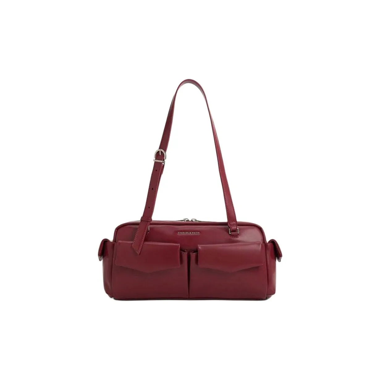 CHARLES KEITH Сумка из телячьей кожи сумка через плечо среднего размера женская бордового цвета