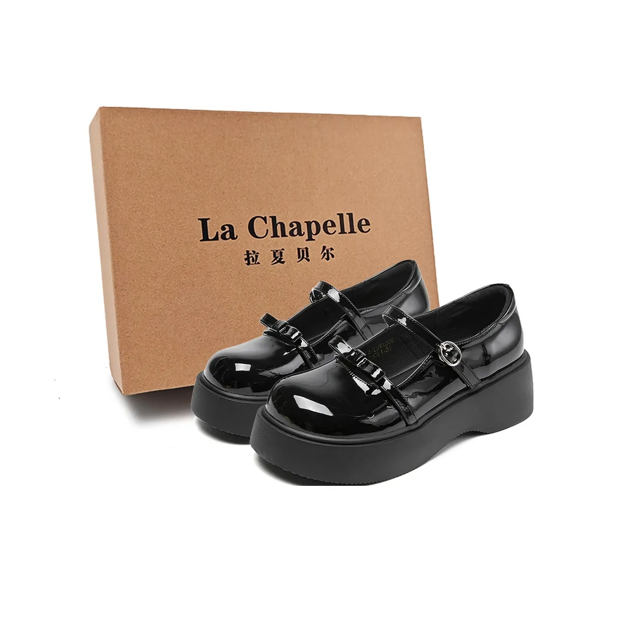 La Chapelle Сладкий стиль Нишевый Французский Мода Маленькие Кожаные Туфли с Грубым Каблуком Туфли Мэри Джейн 4,8 см Женские Черные