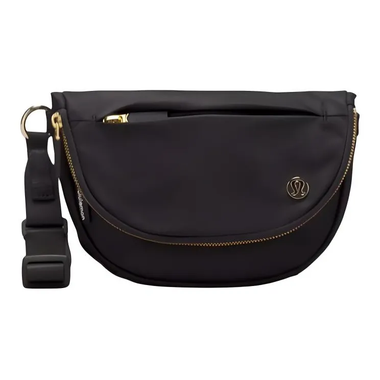 Lululemon Nylon Shoulder Bag, Crossbody Bag Regular Unisex Black & Gold