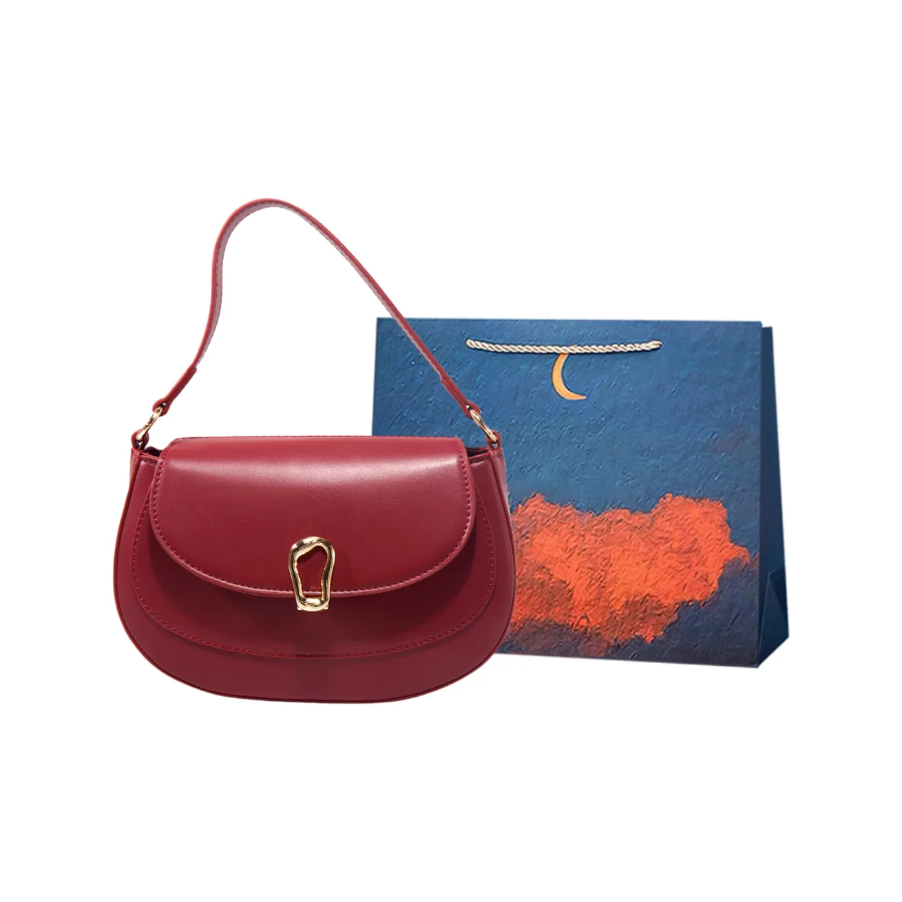 Elsvet Artificial Leather Handbag, Shoulder Bag Women's Red