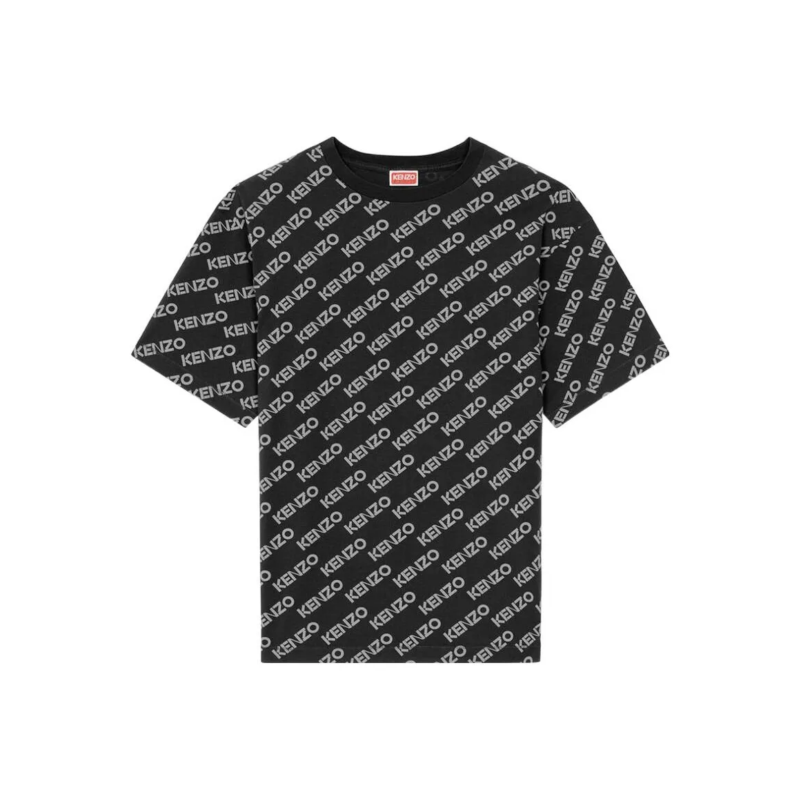 KENZO Logo All Over Print Crew Neck Short Sleeved T Shirt T Shirt Men's Black