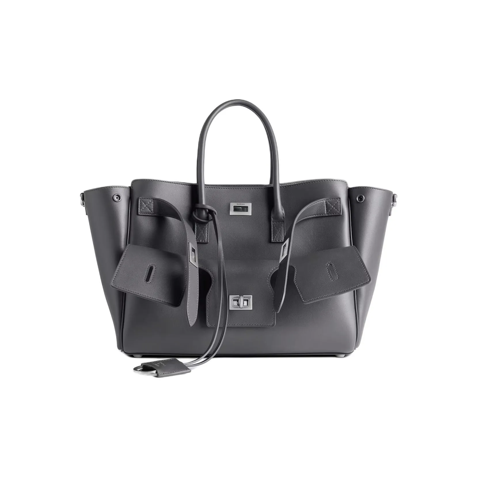 Balenciaga Smooth Calf Leather Tote Bag, Handbag Small Size Women's Gray