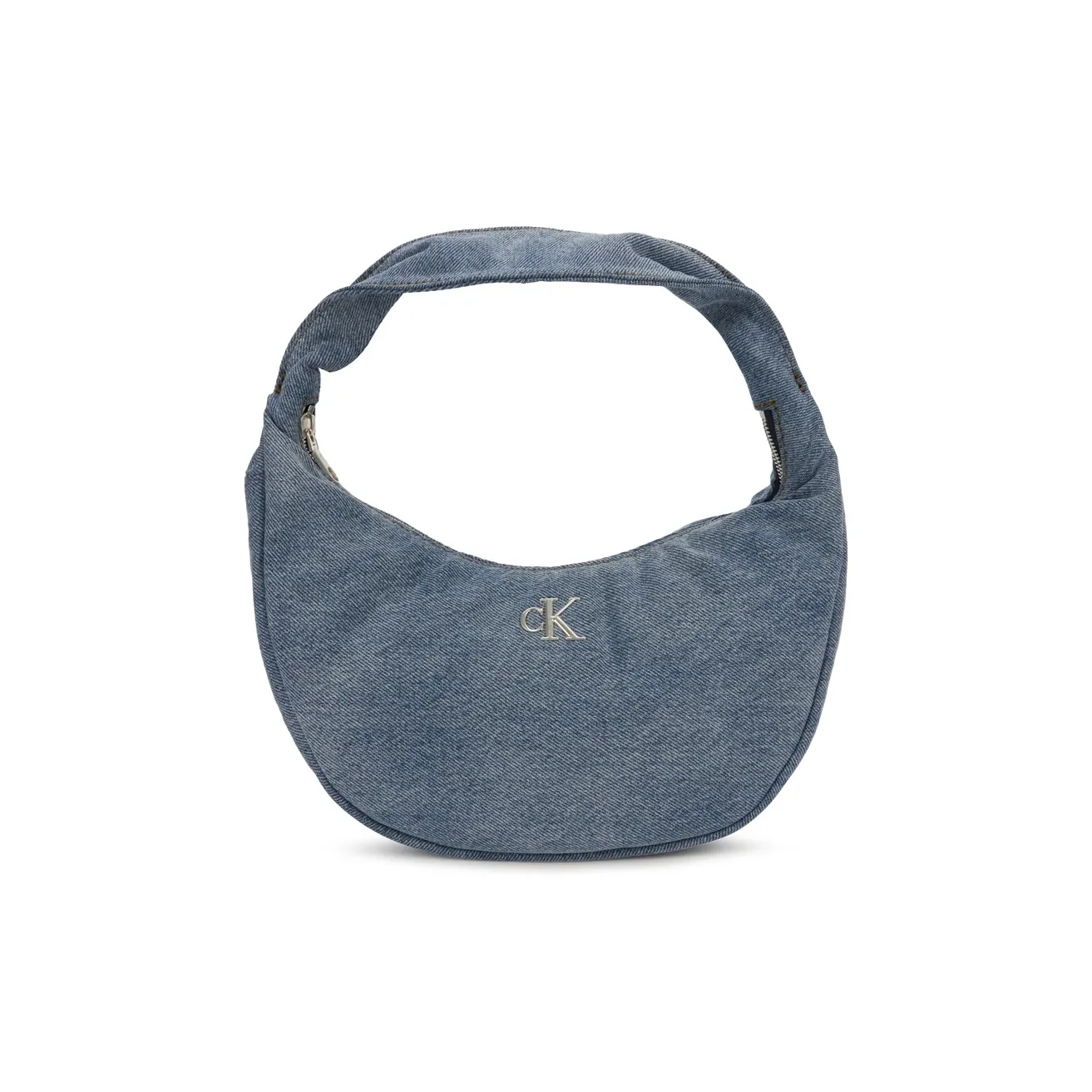 CALVIN KLEIN Fabric Shoulder Bag Medium Size Women's Denim Light Blue