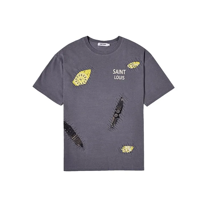 SSSAINT LOUIS Мытый серый Унисекс Футболка