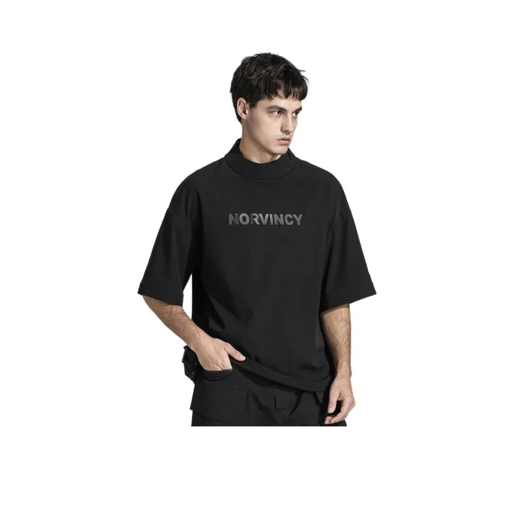 NORVINCY Удобная Полуводолазка Короткий Рукав Мужская Рубашка