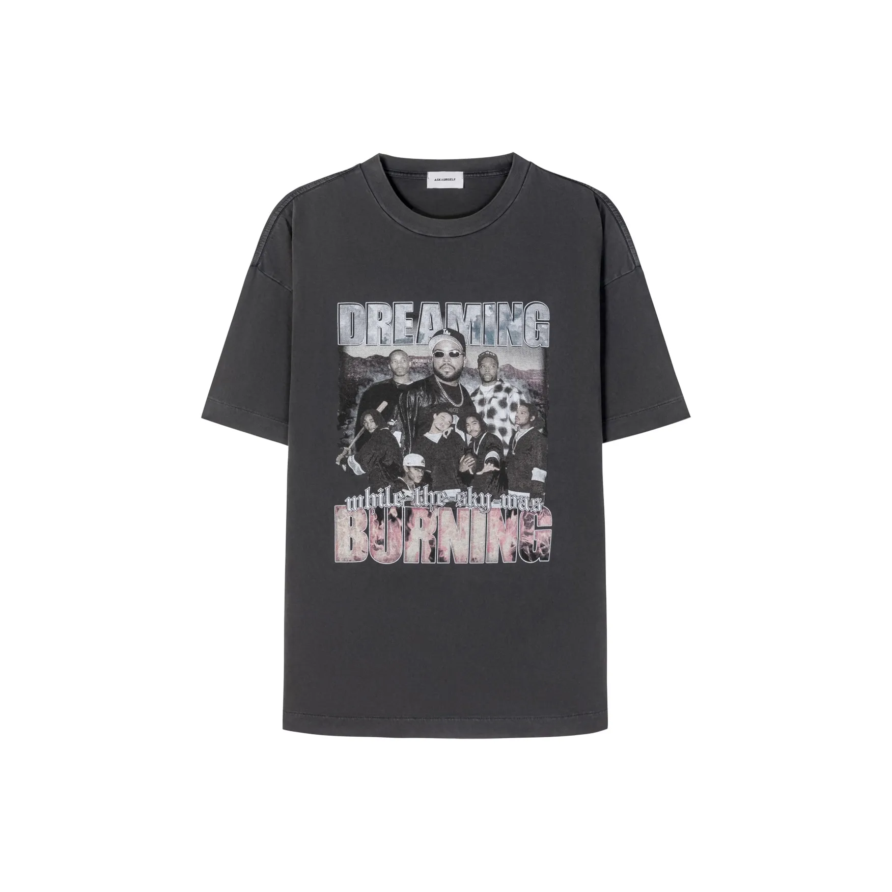 Askyurself Промытый черный Унисекс Футболка