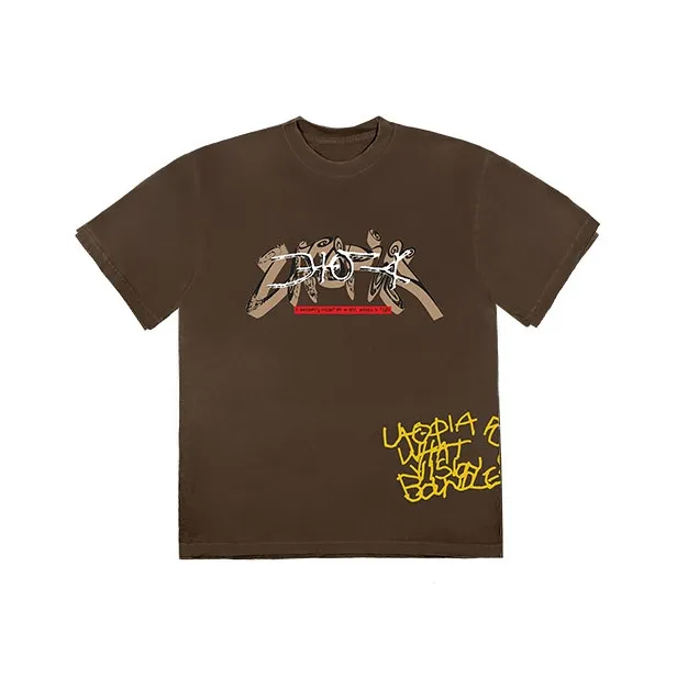 TRAVIS SCOTT Travis Scott SS23 UTOPIA ограниченная серия Коричневый Унисекс T-рубашка