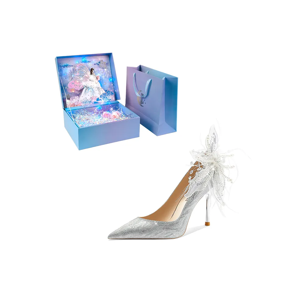 WUGUNIANG Узкий каблук Высокие каблуки Женские Серебряные